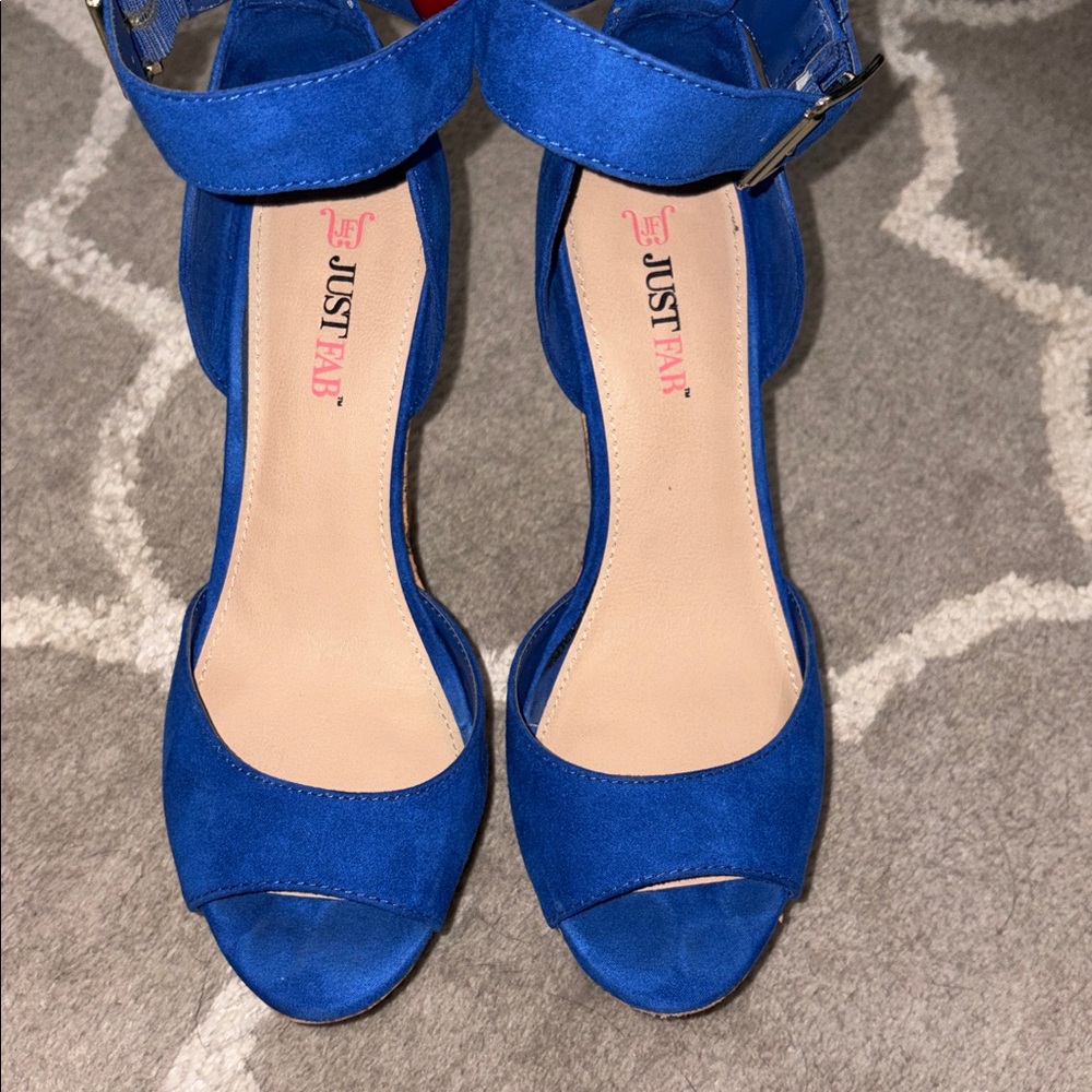 Just fab Mikayla cobalt blue platform wedge heels size 7 - Picture 6 of 17